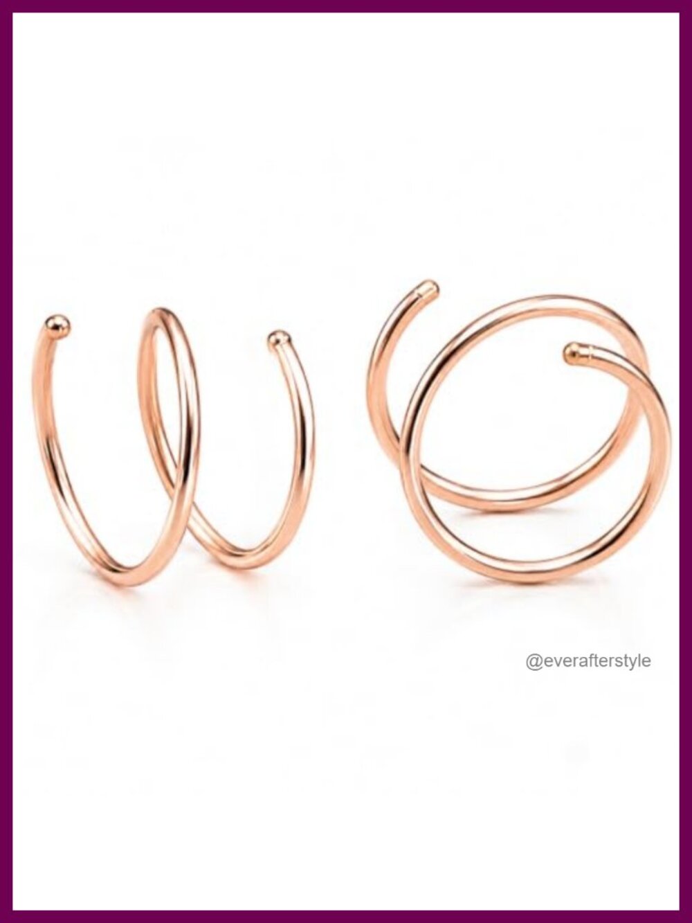 14k Rose Gold Filled Double Hoop Earrings Single Piercing Twist Illusion 8mm 19g